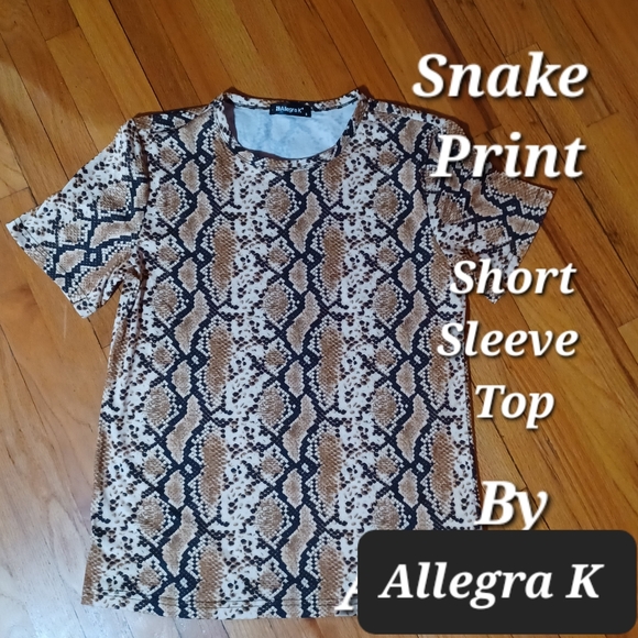 SNAKE Print Short Sleeve Top by Allegra K Women's Small - Picture 8 of 8
